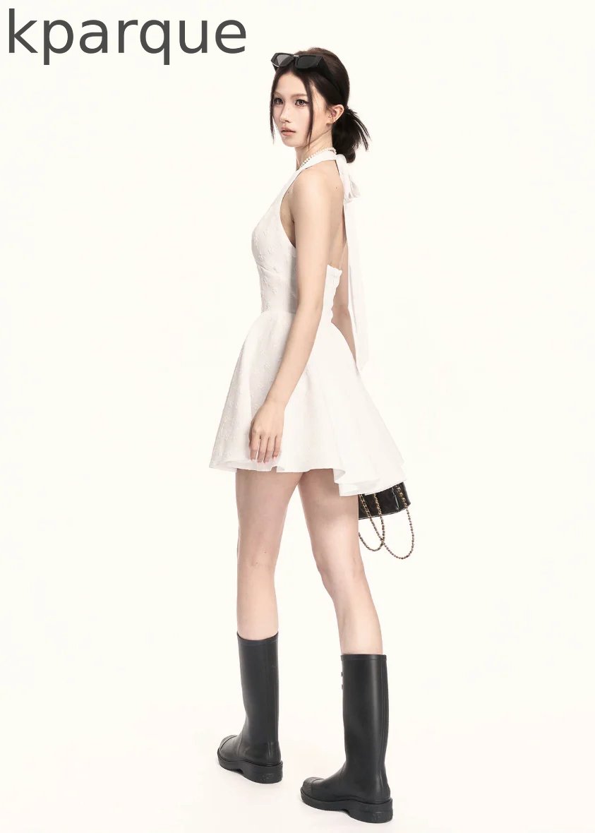 Precision Halter A-Line Mini Dress
