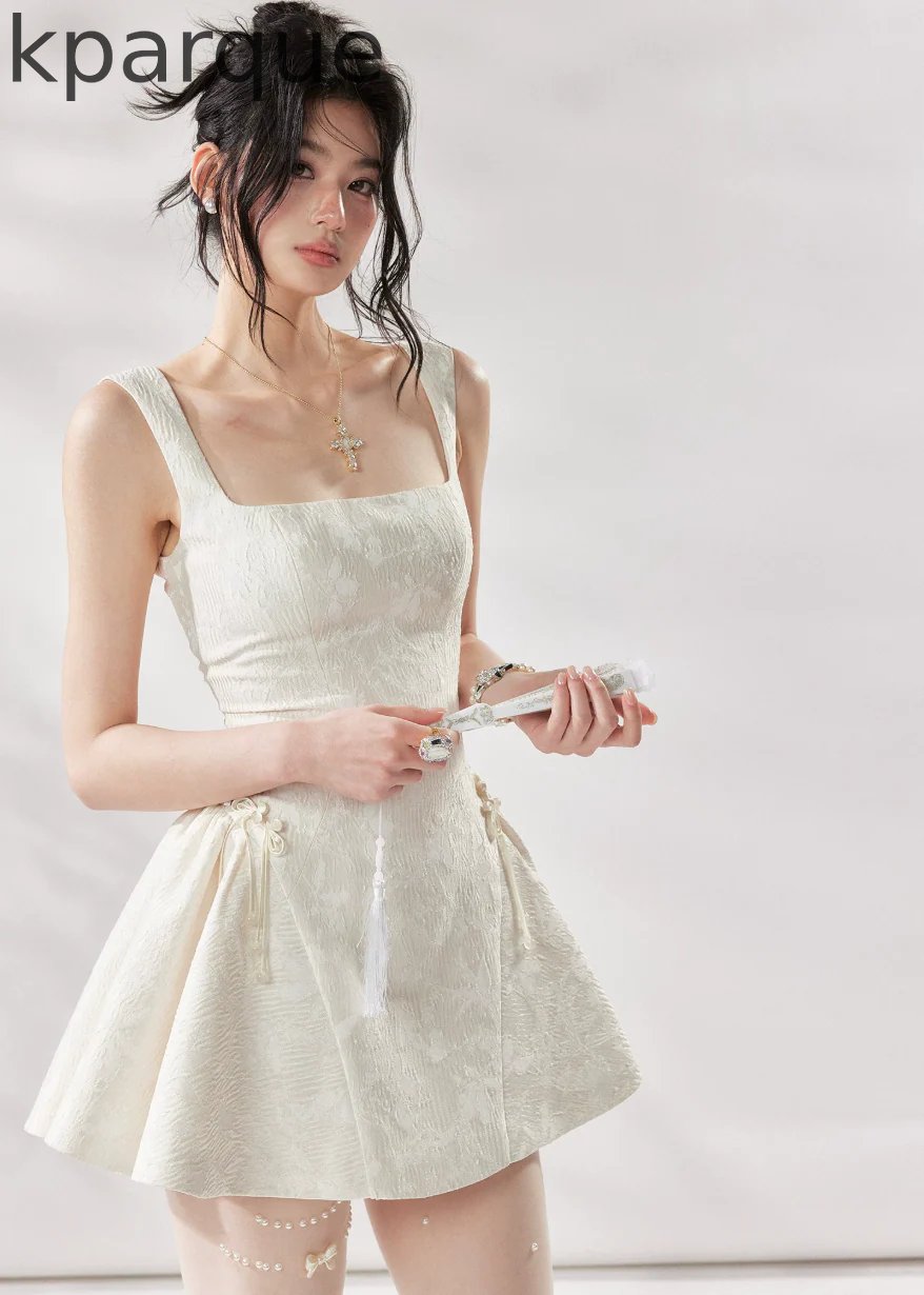 Ivory Square Neck A-Line Dress