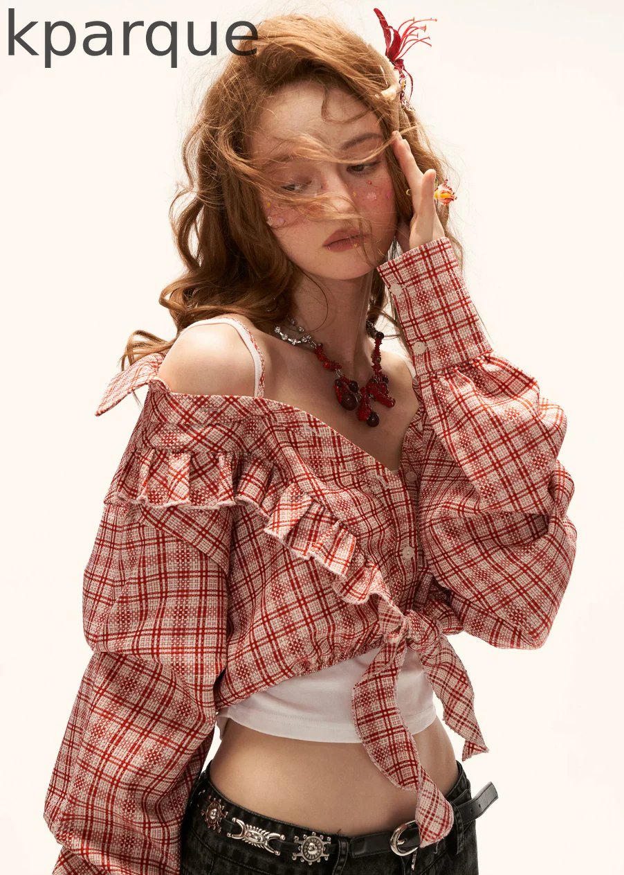 Retro Bloom Plaid Blouse