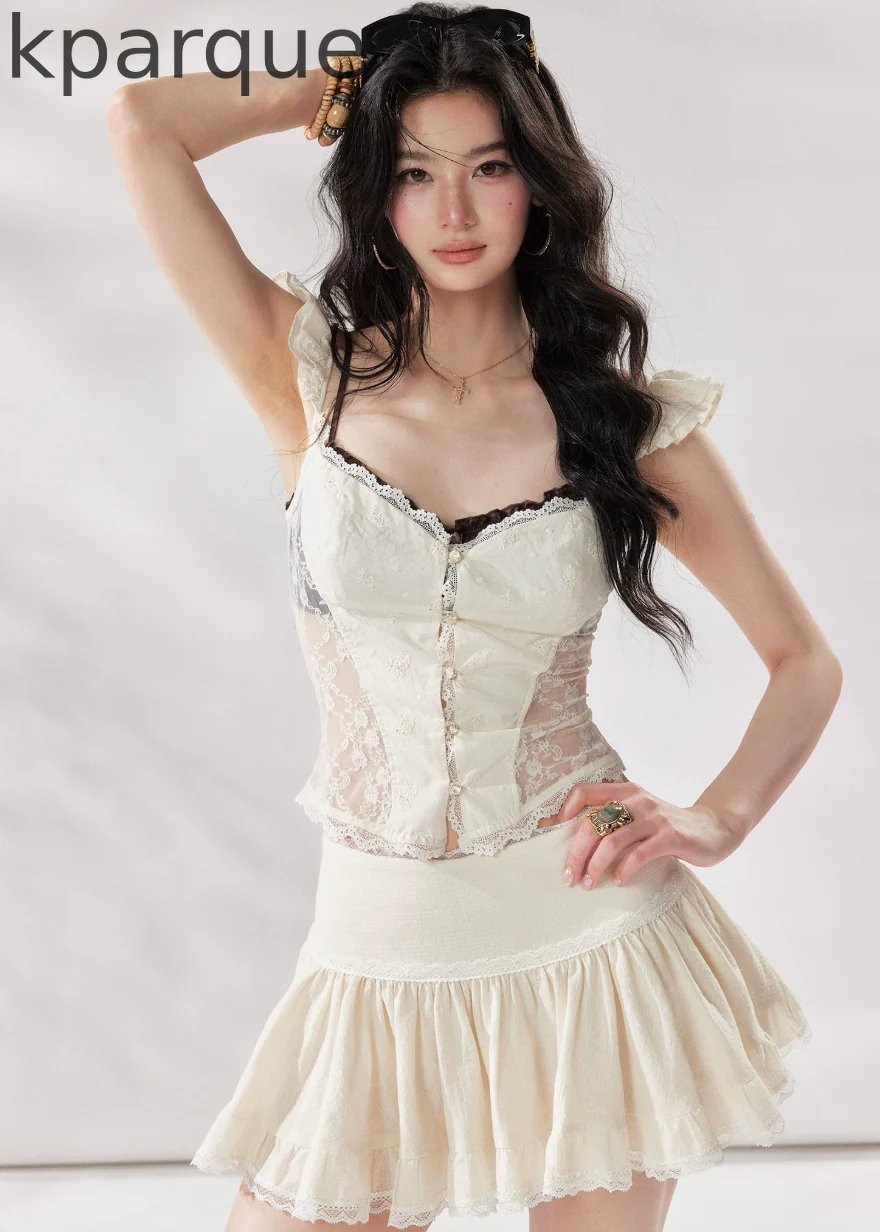 Ivory Lace Fly Sleeve Top